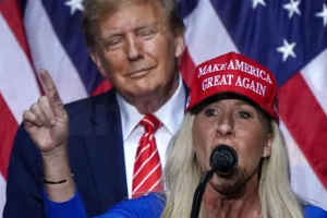 Greene and Trump on the campaign trail in 2024