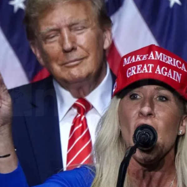 Greene and Trump on the campaign trail in 2024